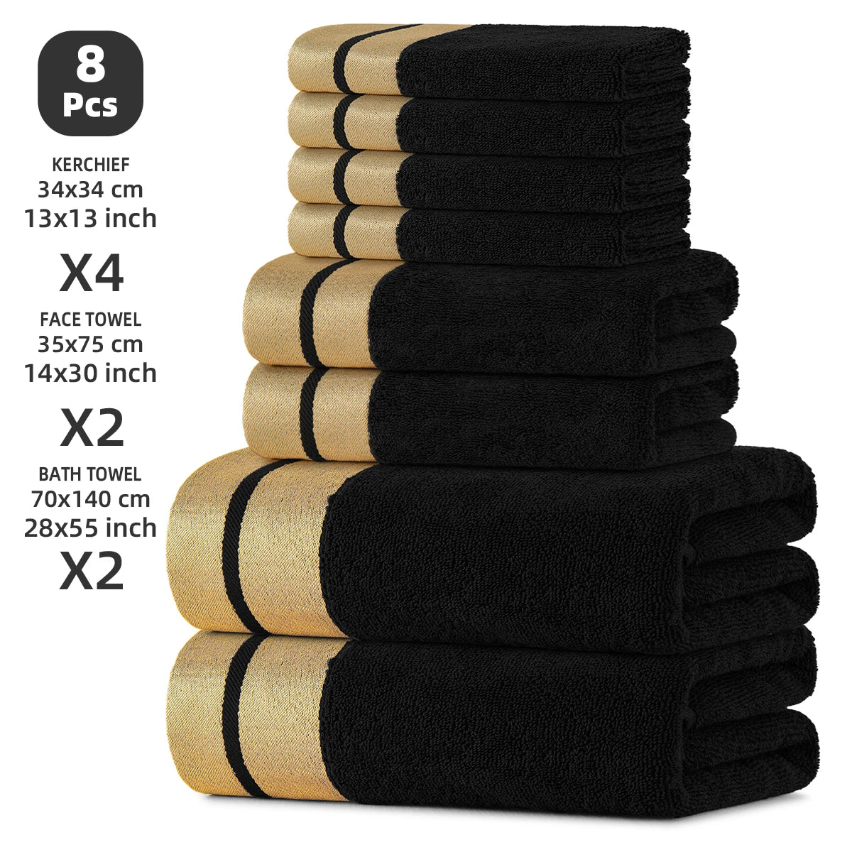 8-Piece Luxury Pure Cotton Bath Towel Set