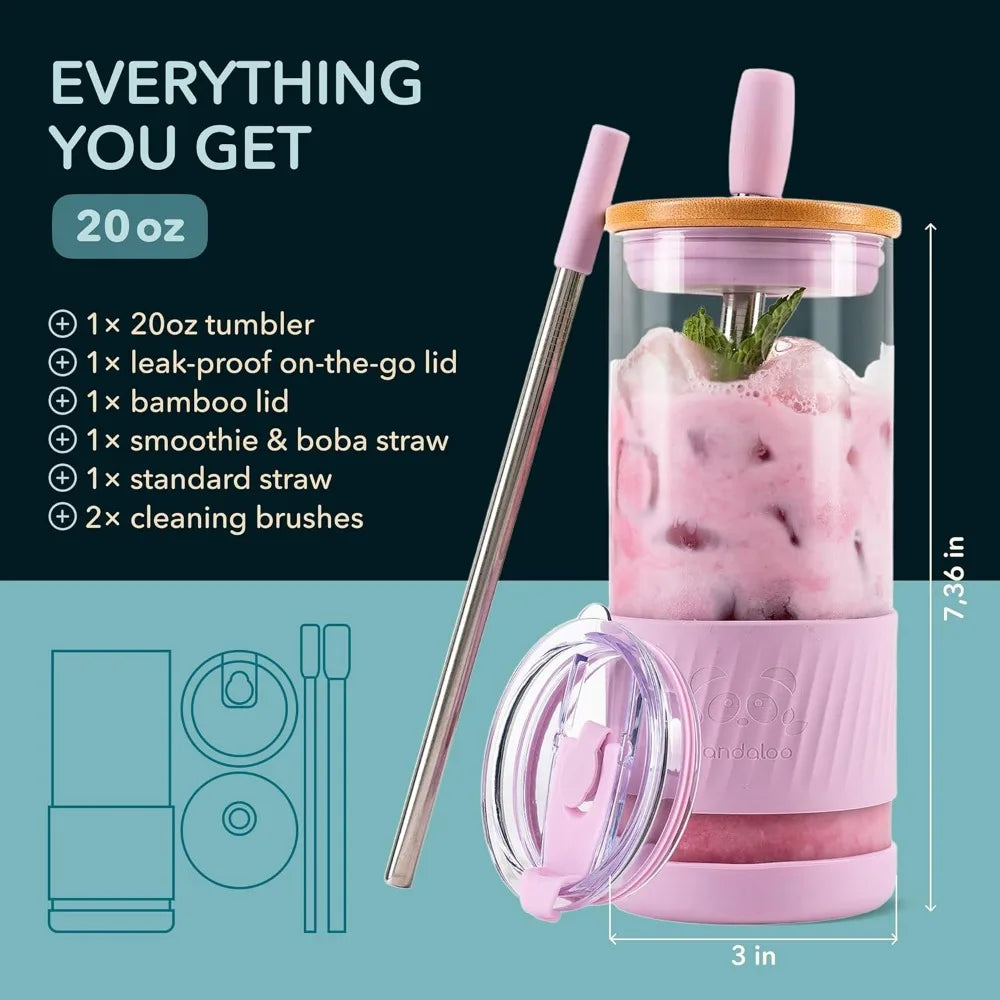 Glass Tumbler With Lid And Straw
