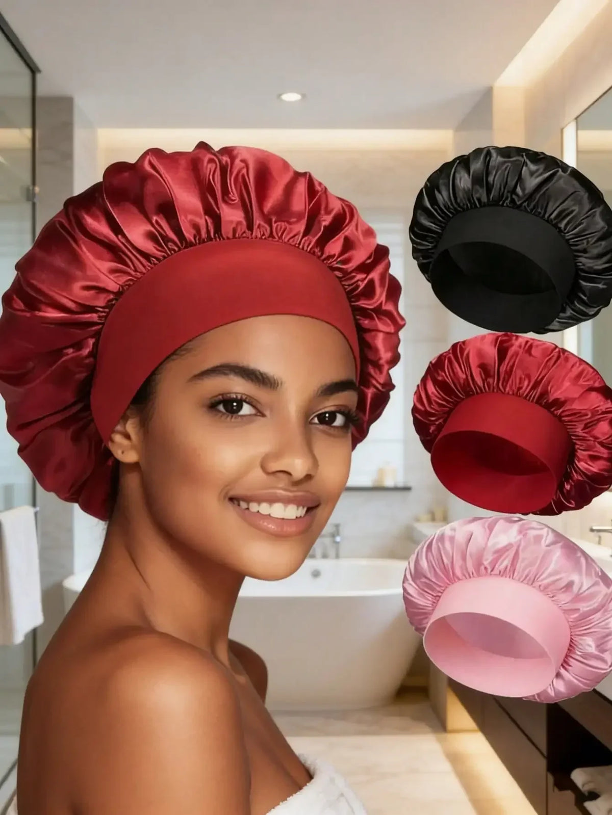 1pc Luxury Satin Silk Sleep Cap, Loose Elastic Headwear, Suitable For Women Hair Care, Unisex Night Hair Care Cap, Comfortable For Home Use, Sleep Cap, Women's Elastic Shower Cap, Adult Unisex Hair Care Cap Suitable For Showe