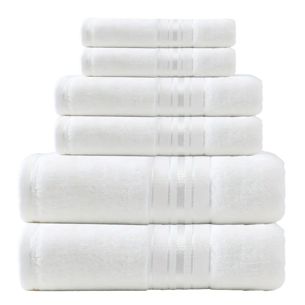 Luxury Cotton Six Piece Absorbent Bath Towel Set Collection