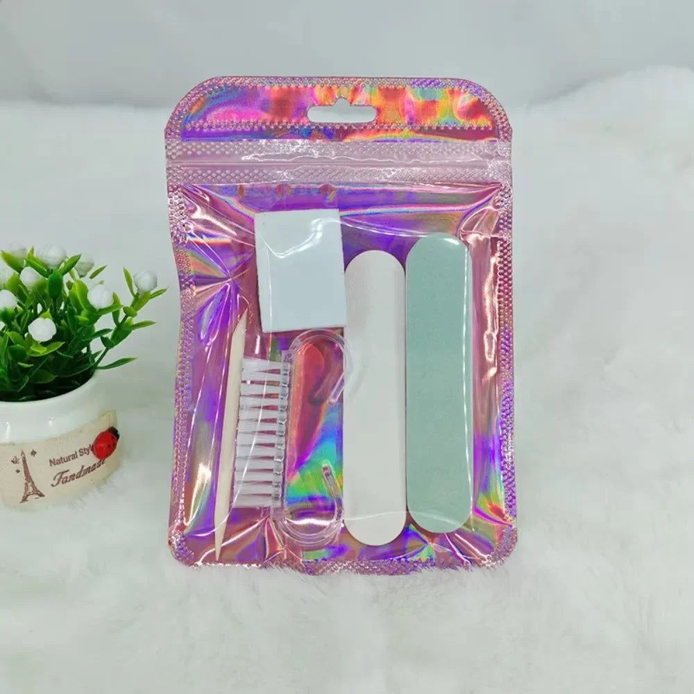 1Pack Mini Manicure Pedicure Set With Nail File And Orange Wood Stick Portable Household Travel Nail Care Supply