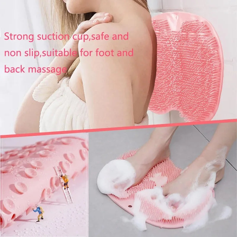 Silicone Shower Foot Scrubber Mat With Deep Cleaning Bristles