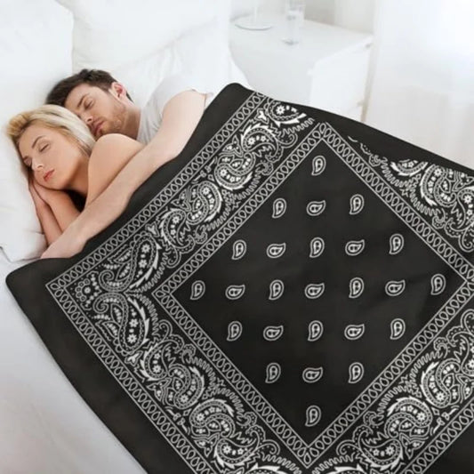 Paisley Geometric Art Throw Blanket With Anti Pilling Fabric