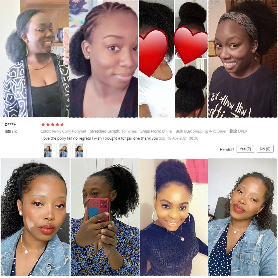 Mogolian Afro Kinky Curly Human Hair Drawstring Ponytail Extensions Remy Human Hair Ponytail Clip 4B 4C Pony Tail For Woman