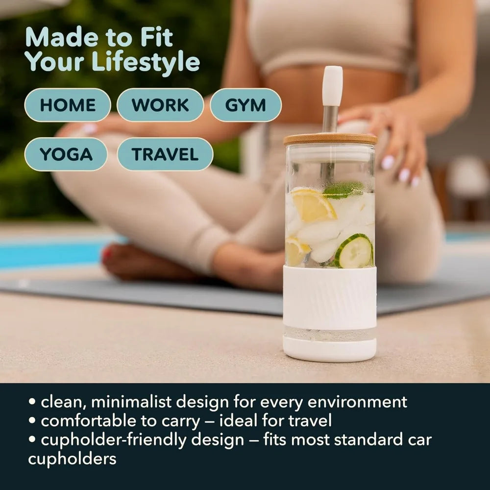 Glass Tumbler With Lid And Straw