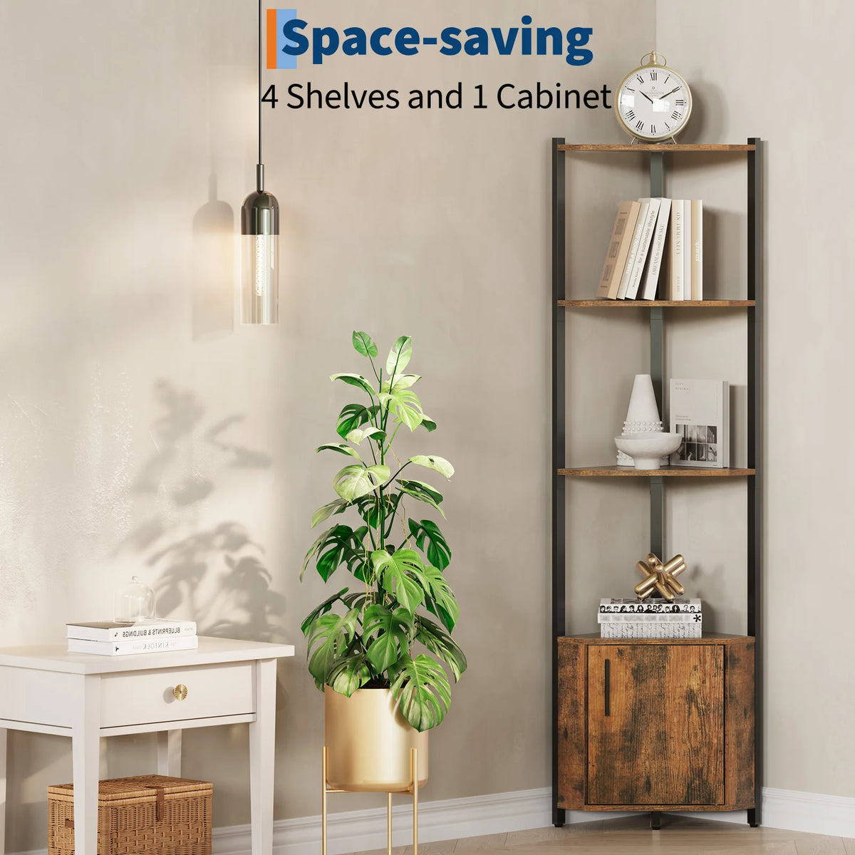 HiMISS Rustic Modern Corner Organizer for Home Storage