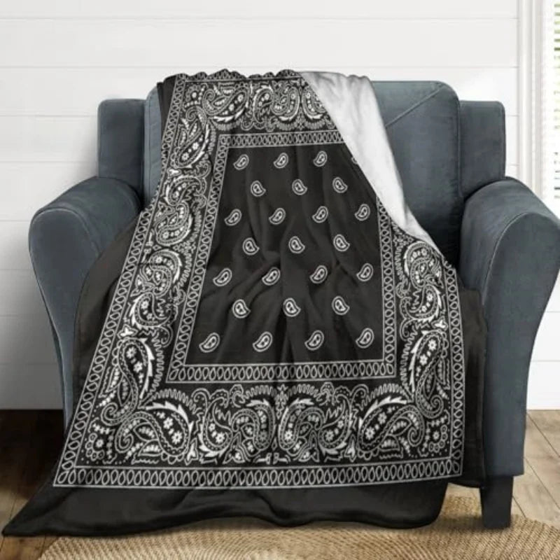 Paisley Geometric Art Throw Blanket With Anti Pilling Fabric