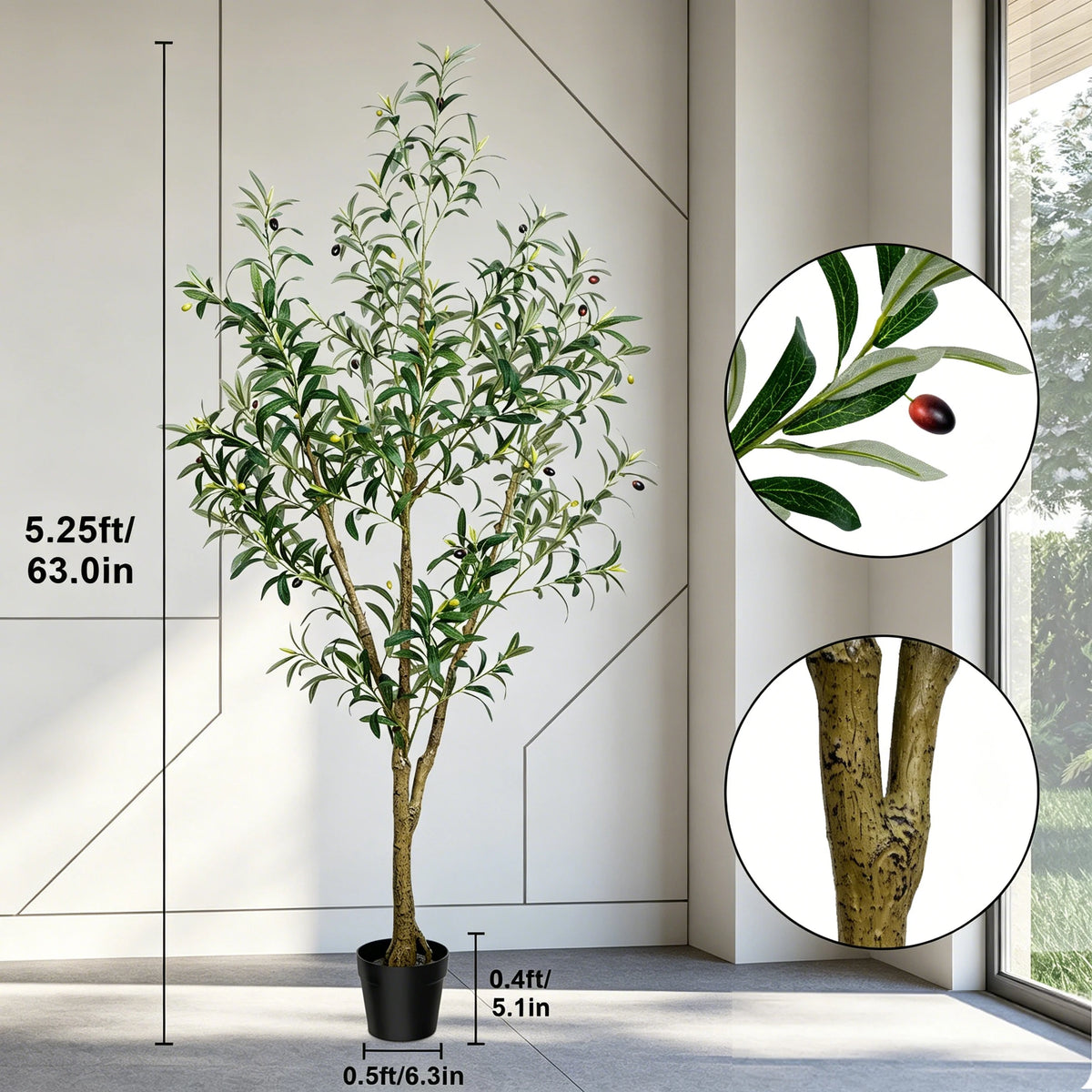 Olitree Artificial Olive Tree for Lifelike Indoor Home Decoration