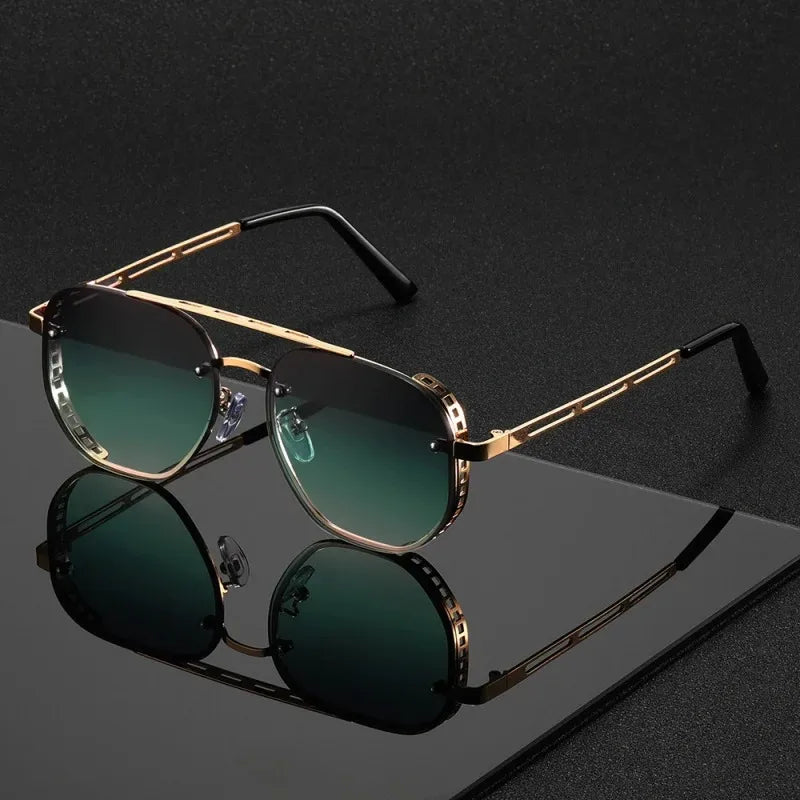 Classic and fashionable double-beam metal sunglasses, high-end, simple and versatile Sun Glasses for Men or Women