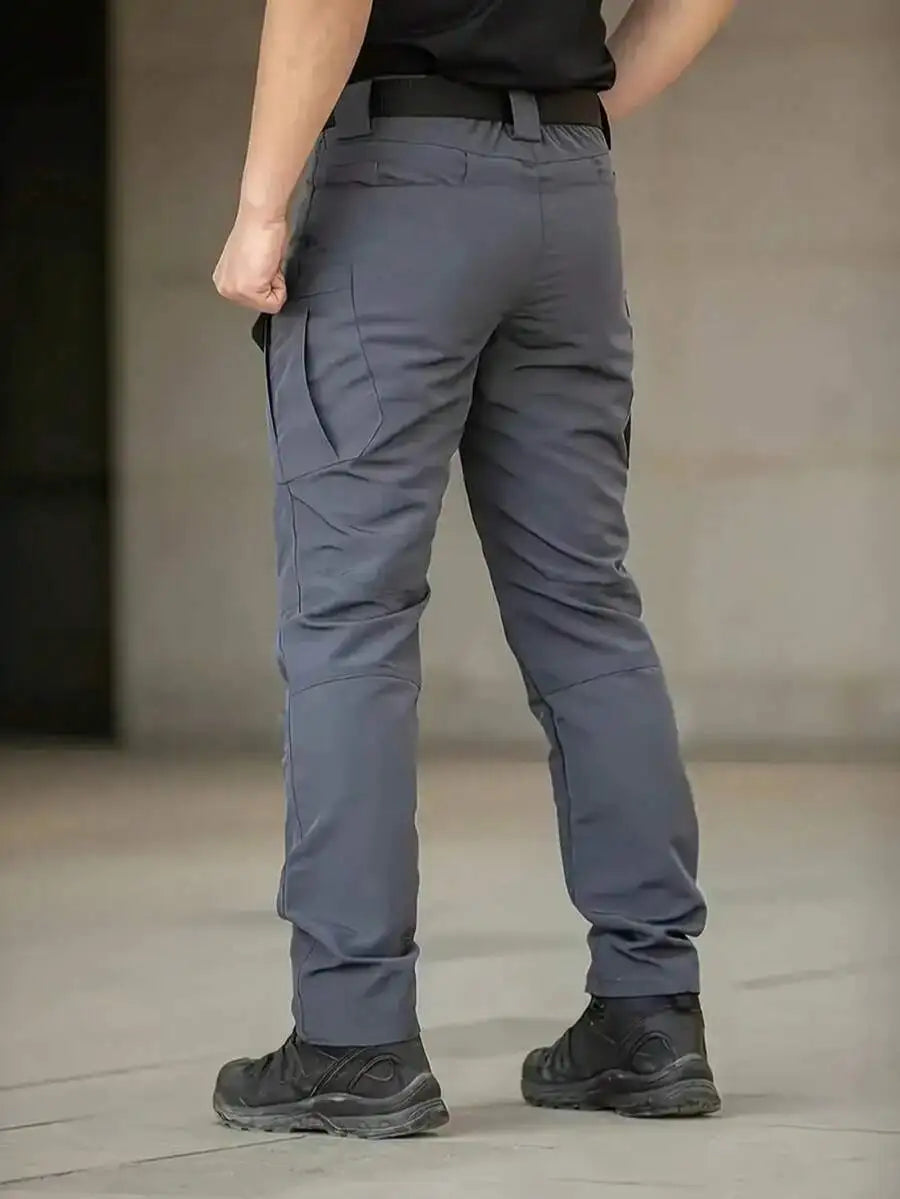 2-Pack Men'S Tactical Cargo Pants - Quick-Dry, Multi-Pocket, Wear-Resistant, Polyester Fabric, Non-Stretch, Solid Color,