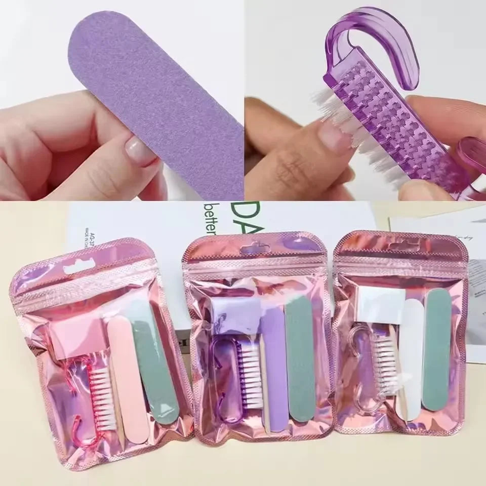 1Pack Mini Manicure Pedicure Set With Nail File And Orange Wood Stick Portable Household Travel Nail Care Supply