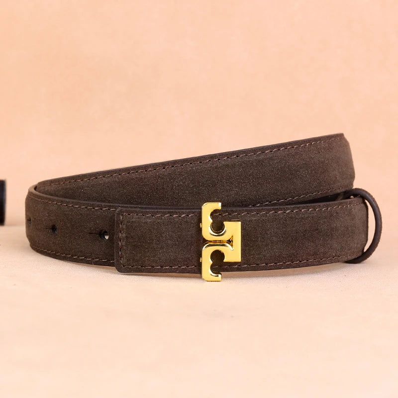 ZUANKUO Women's Genuine Suede Leather Belt For Everyday Wear