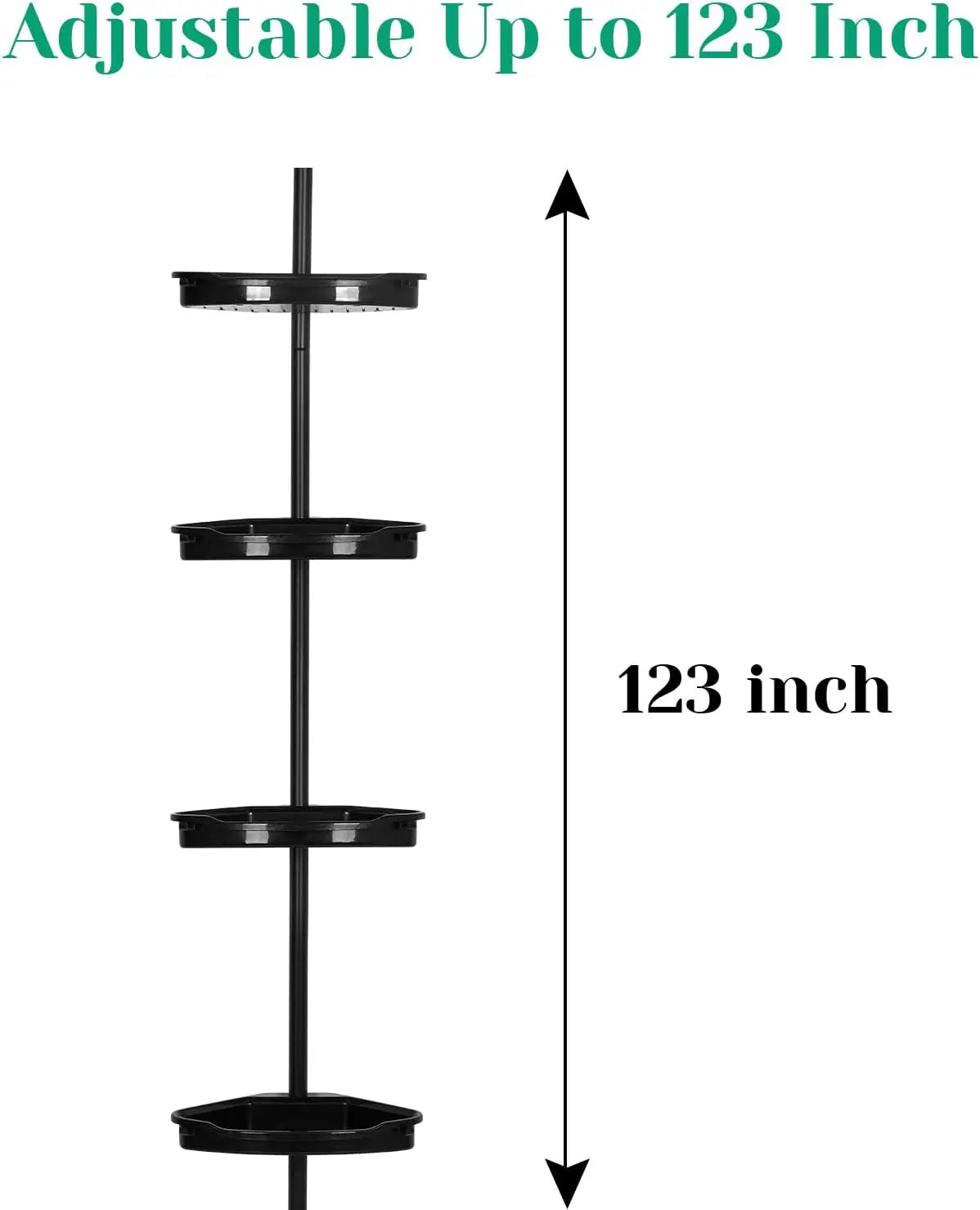 4 Tier Corner Shower Caddy Tension Pole Rust Proof