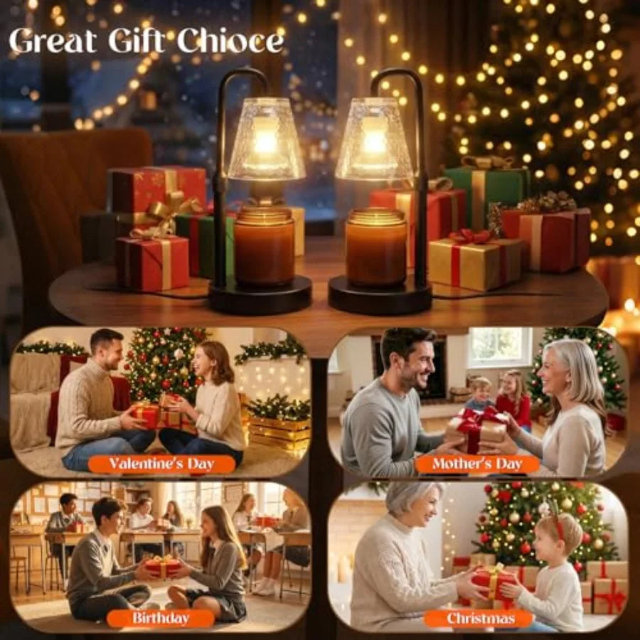 2 Pack Candle Warmer Lamp with Timer, Dimmable Adjustable Height Candle Heater Birthday Gifts for Women Mom Sister Friends, Hou