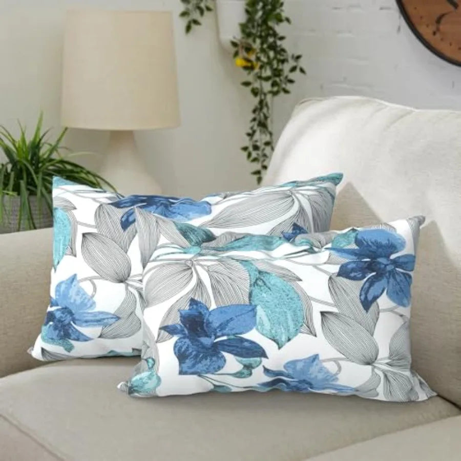 Two Piece Decorative Leather Lumbar Pillow Set for Home Decor