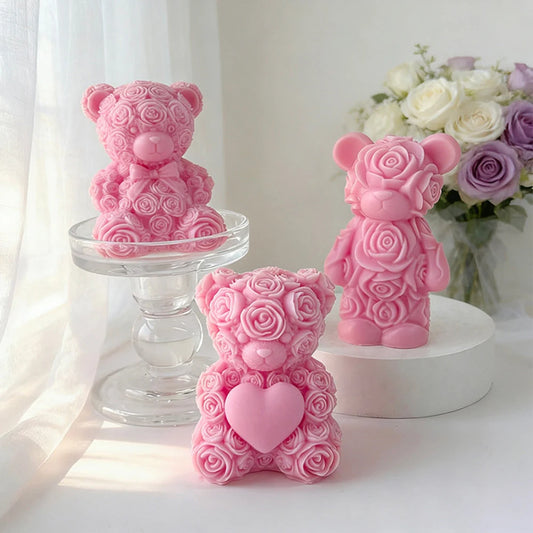 Rose Bear Scented Candle Romantic Heart Shaped Soy Wax Candle
