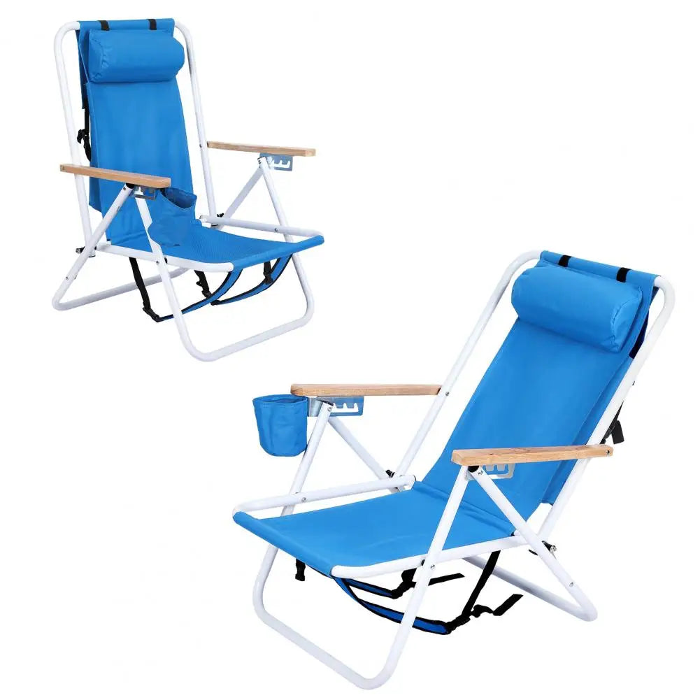 Backpack Beach Chair Folding With Cup Holder Headrest 4 Positions