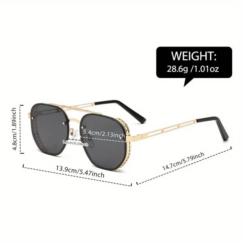 Classic and fashionable double-beam metal sunglasses, high-end, simple and versatile Sun Glasses for Men or Women