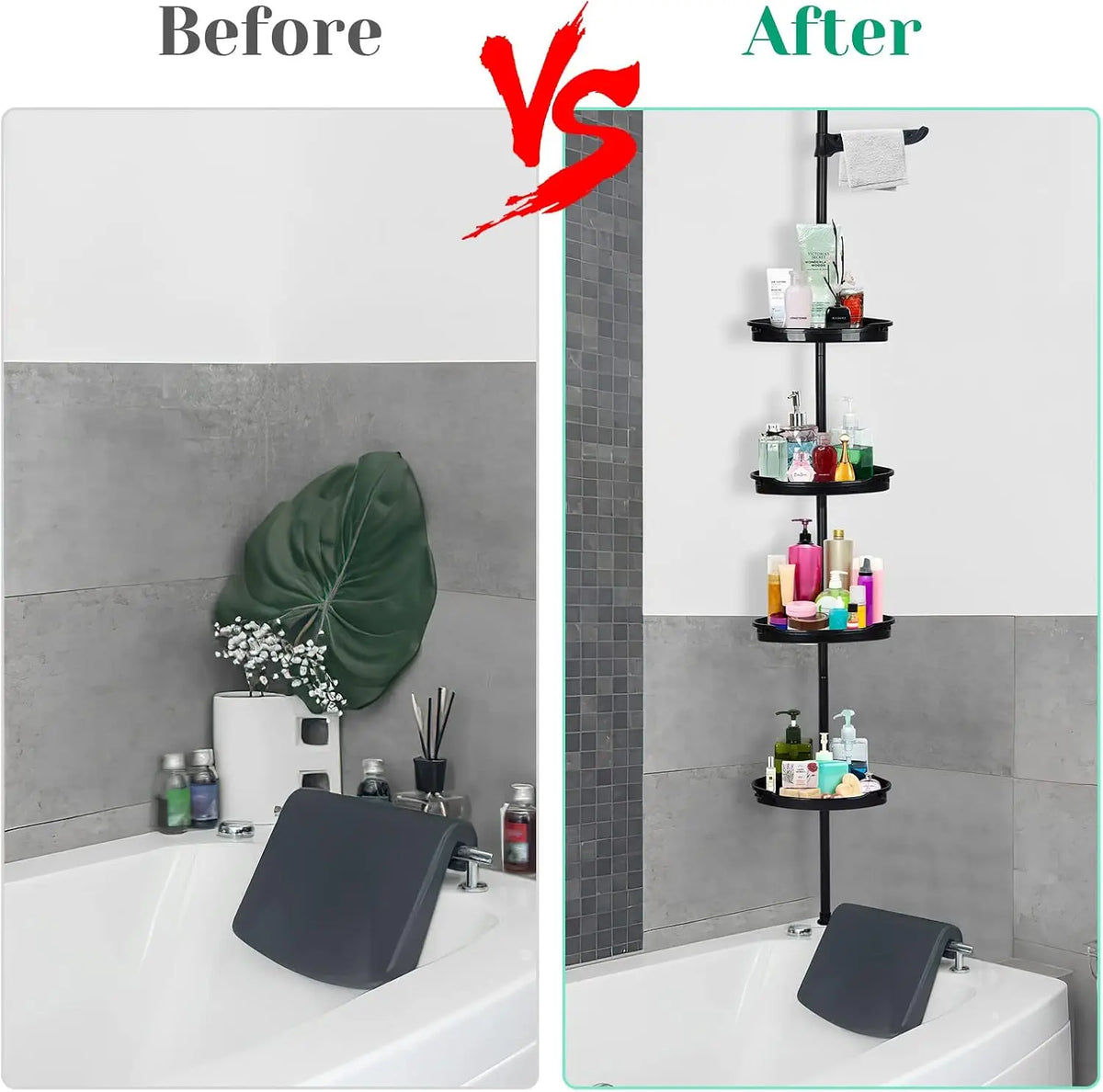 4 Tier Corner Shower Caddy Tension Pole Rust Proof