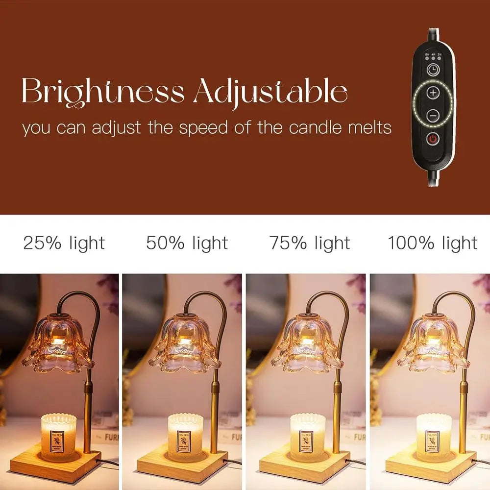 Candle Warmer Lamp with Timer: Gold Candle Lamps Height Adjustable Wax Melt House Warming Gifts New Home Decor Mothers Day Birth