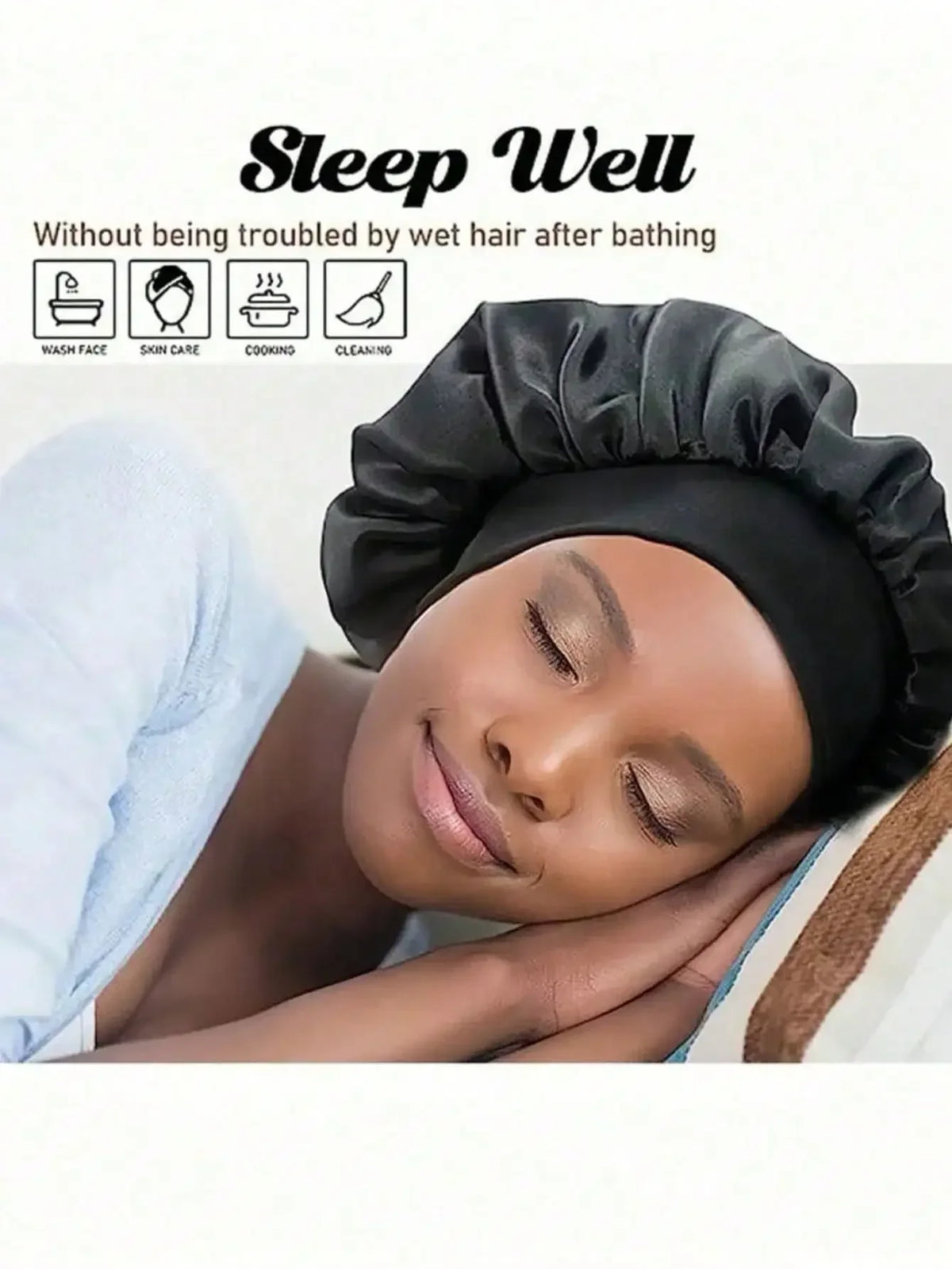 1pc Luxury Satin Silk Sleep Cap, Loose Elastic Headwear, Suitable For Women Hair Care, Unisex Night Hair Care Cap, Comfortable For Home Use, Sleep Cap, Women's Elastic Shower Cap, Adult Unisex Hair Care Cap Suitable For Showe