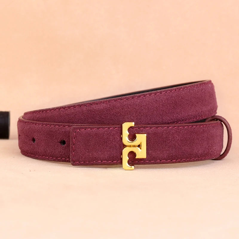 ZUANKUO Women's Genuine Suede Leather Belt For Everyday Wear