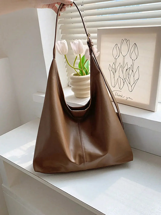 Large Capacity Solid Color Women's Shoulder Bag