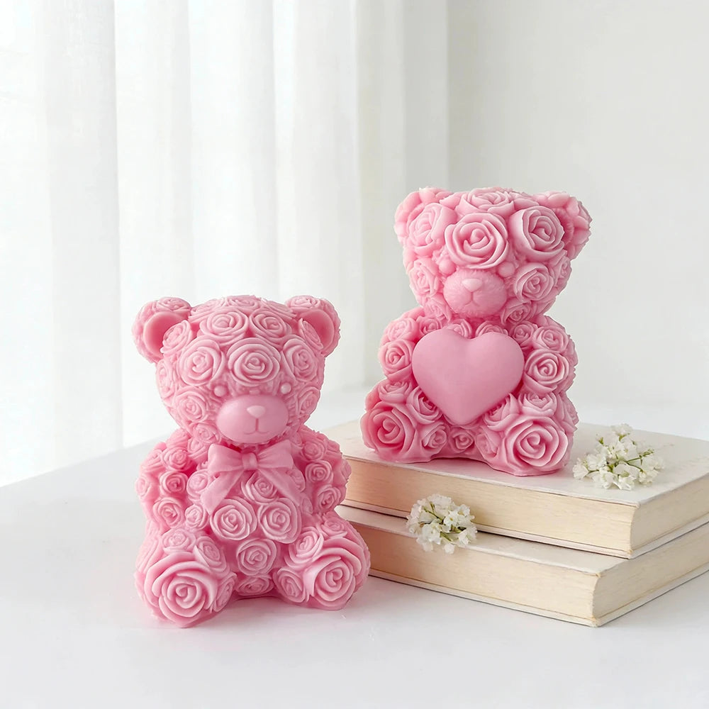 Rose Bear Scented Candle Romantic Heart Shaped Soy Wax Candle