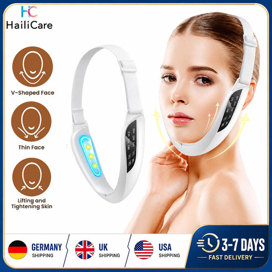 EMS Microcurrent Face Lifting Massager Double Chin Reducer V Line Facial Lift Up Belt Firming Skin Anti Wrinkles Home Use Beauty Devices