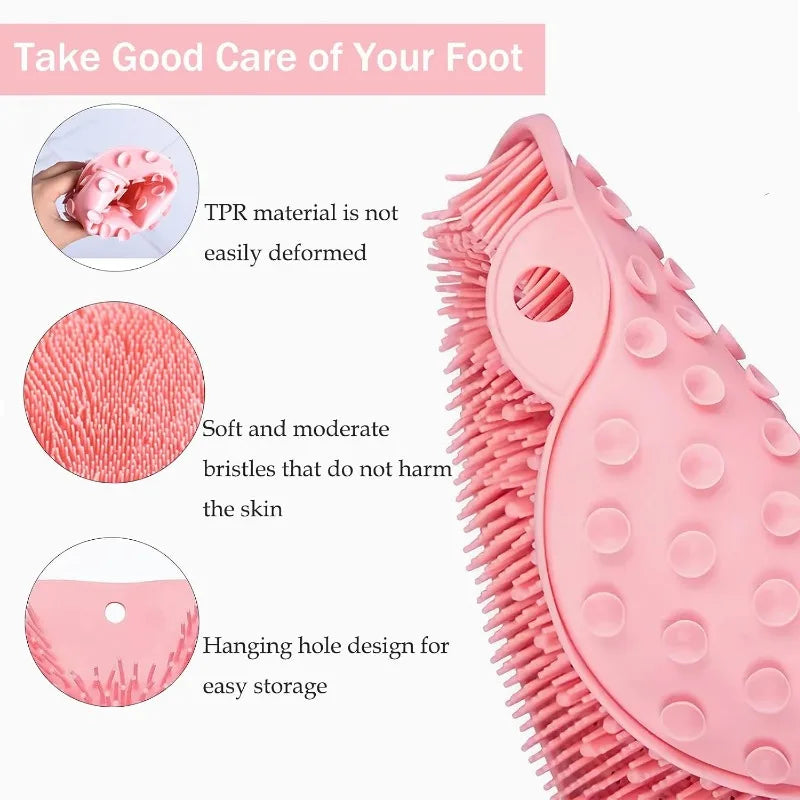 Silicone Shower Foot Scrubber Mat With Deep Cleaning Bristles