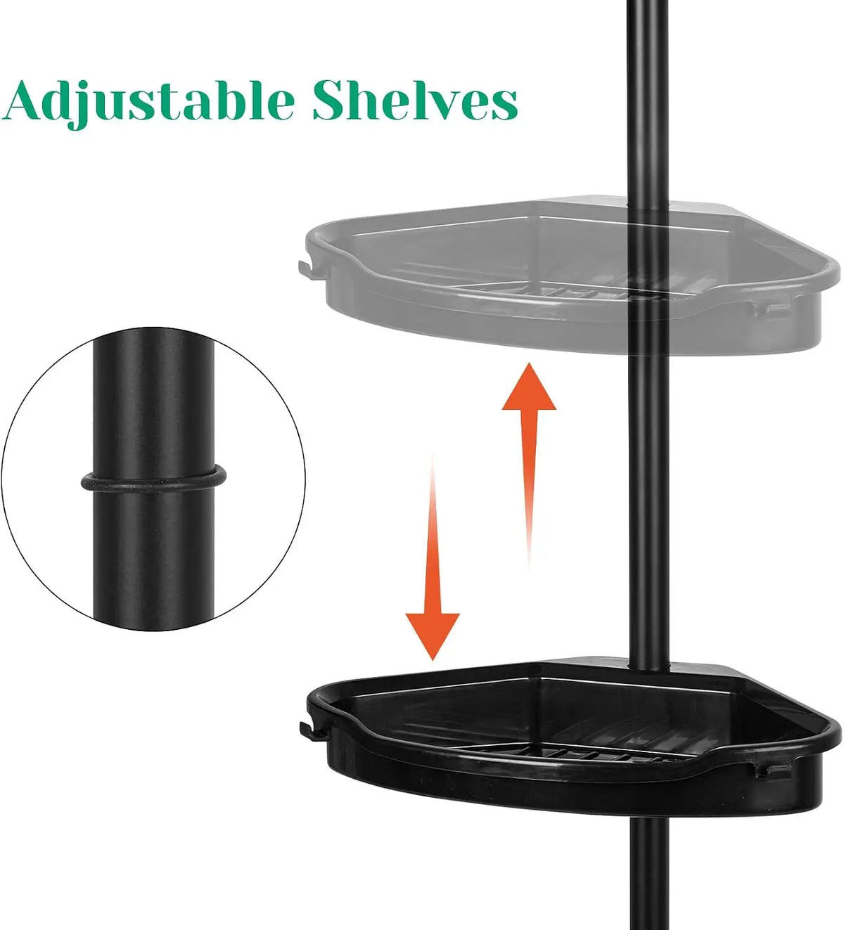 4 Tier Corner Shower Caddy Tension Pole Rust Proof