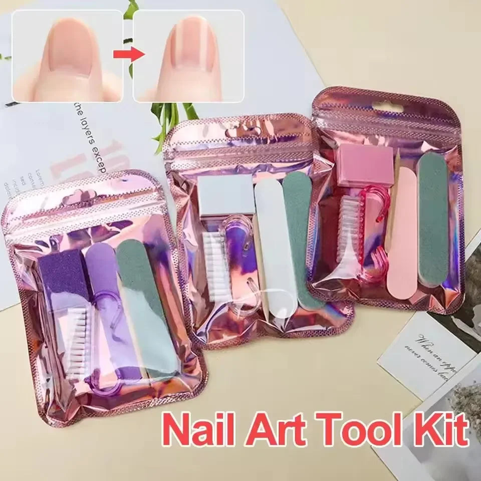 1Pack Mini Manicure Pedicure Set With Nail File And Orange Wood Stick Portable Household Travel Nail Care Supply
