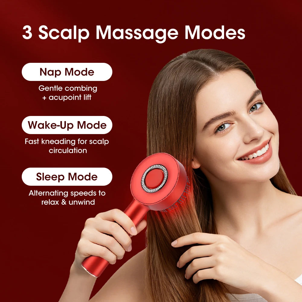 Modes Electric Massage Comb Portable Red Light Kneading Massage Hair Brush Hair Follicles On The Head Essence Oil Applicator