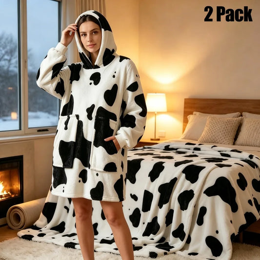 Two Pack Hooded Throw Blankets, Soft Printed Polar Fleece