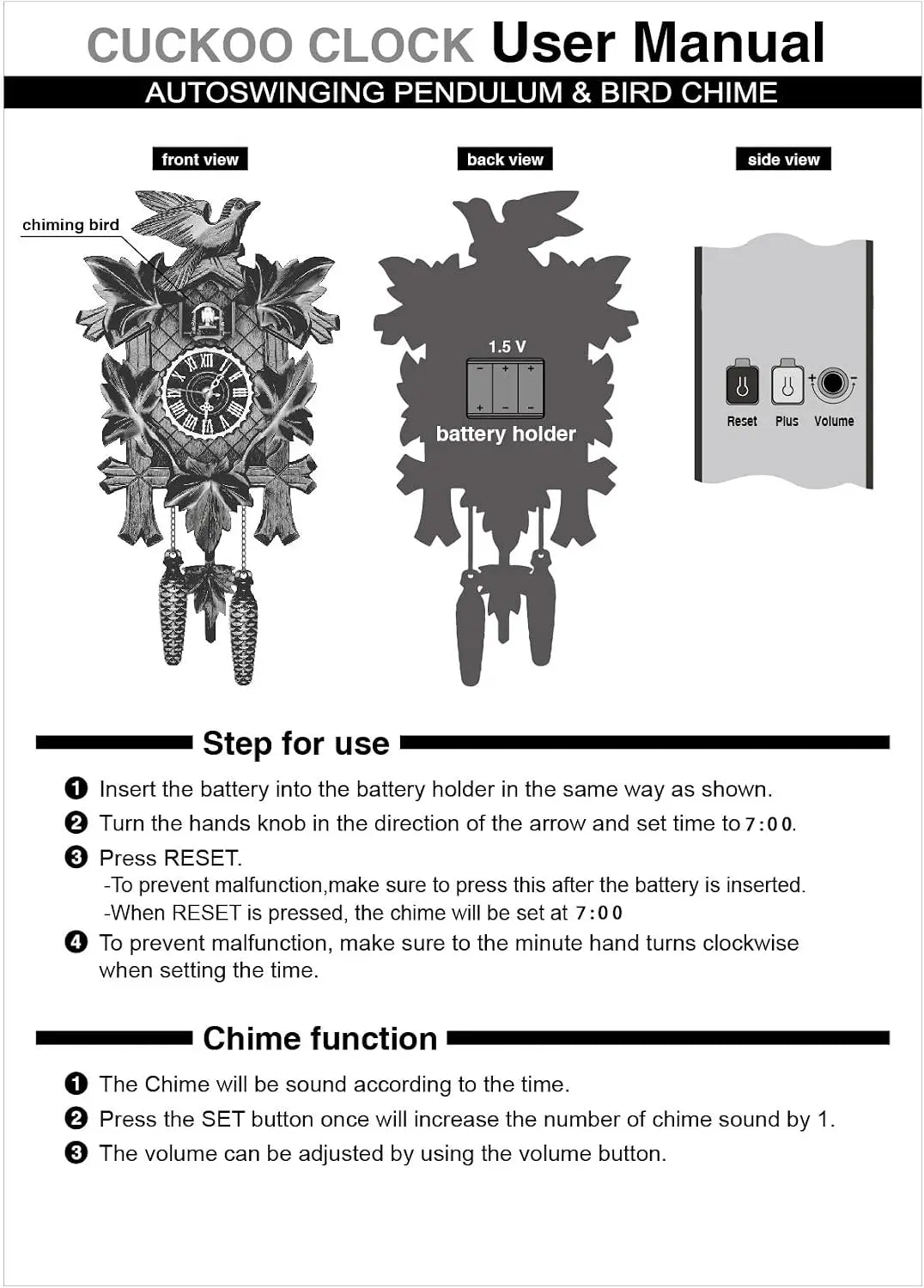 Decorative Cuckoo Wall Clock With Practical Alarm Function