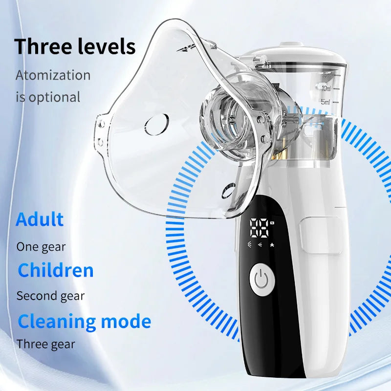 Mini Nebulizer Facial Steamer Silent Handheld Mist Sprayer Relieve Fatigue Dry Face Humidifier Skincare 3 Levels Auto Cleaning Portable for Kids