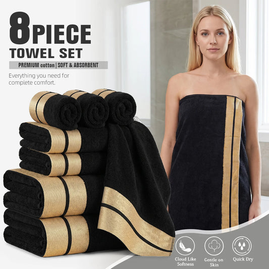 8-Piece Luxury Pure Cotton Bath Towel Set