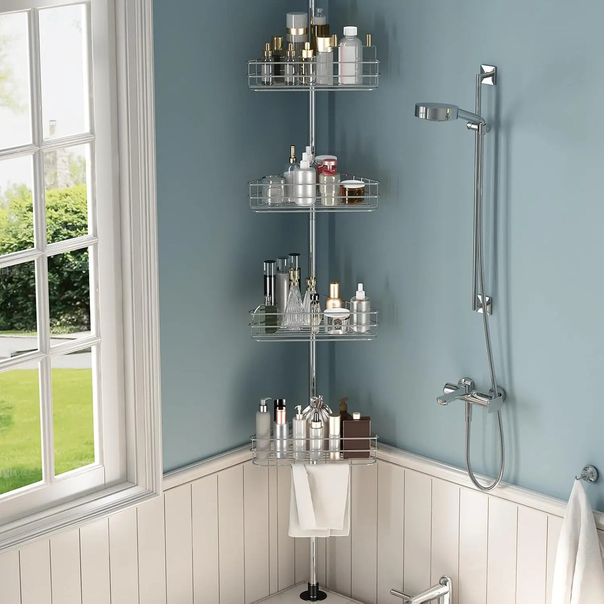 Bathroom Corner Shower Tension Pole Rust Proof