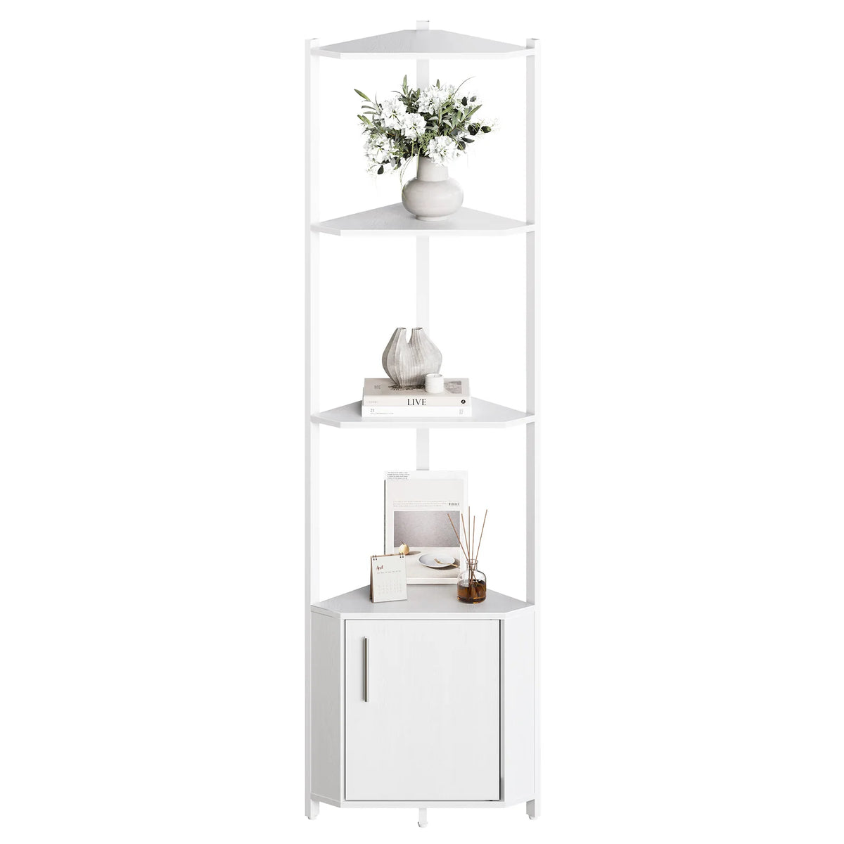 HiMISS Rustic Modern Wooden Corner Organizer Storage Shelf