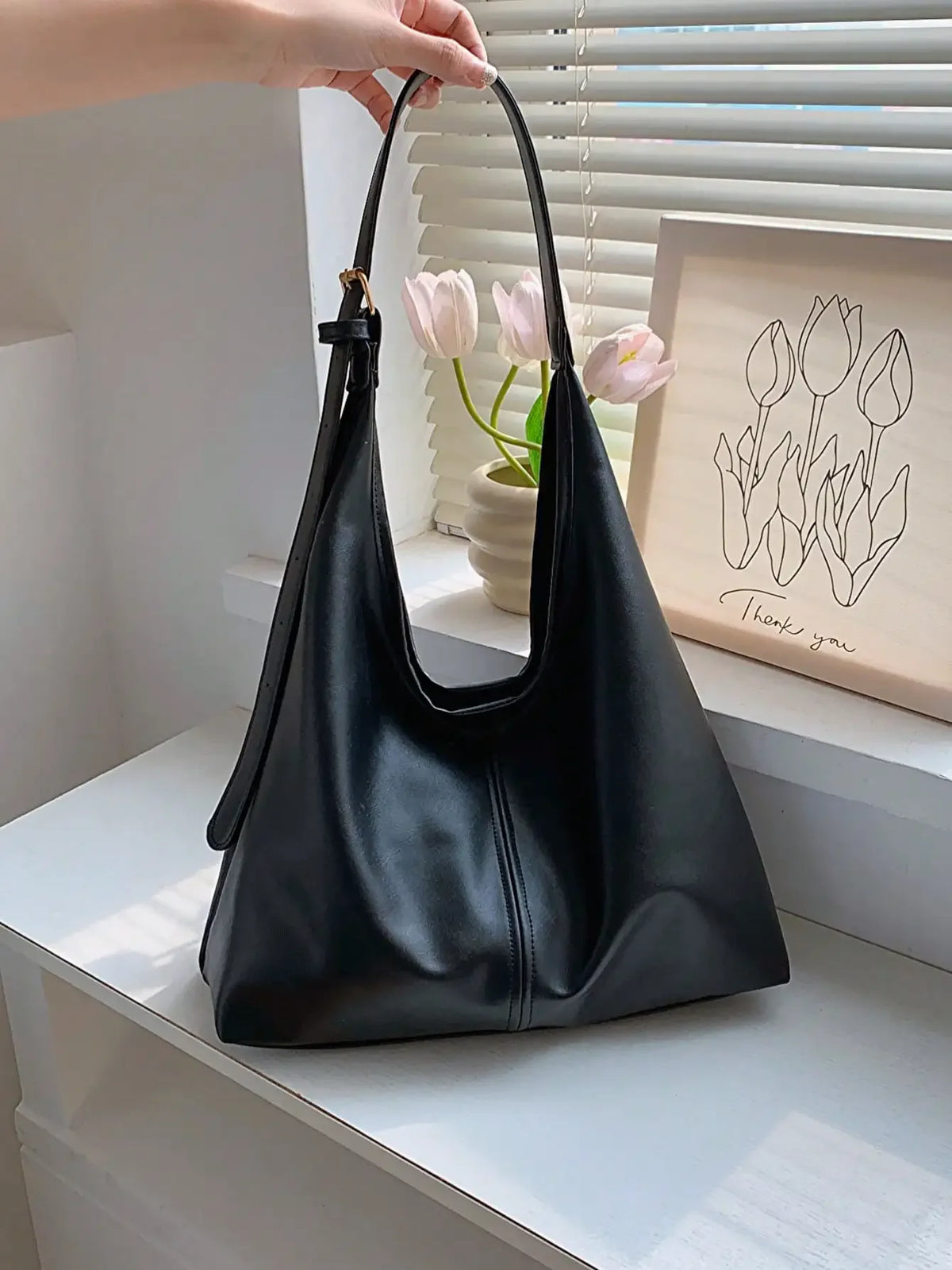 Large Capacity Solid Color Women's Shoulder Bag