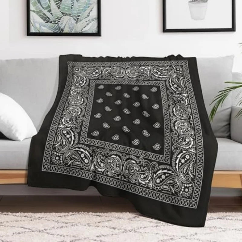 Paisley Geometric Art Throw Blanket With Anti Pilling Fabric