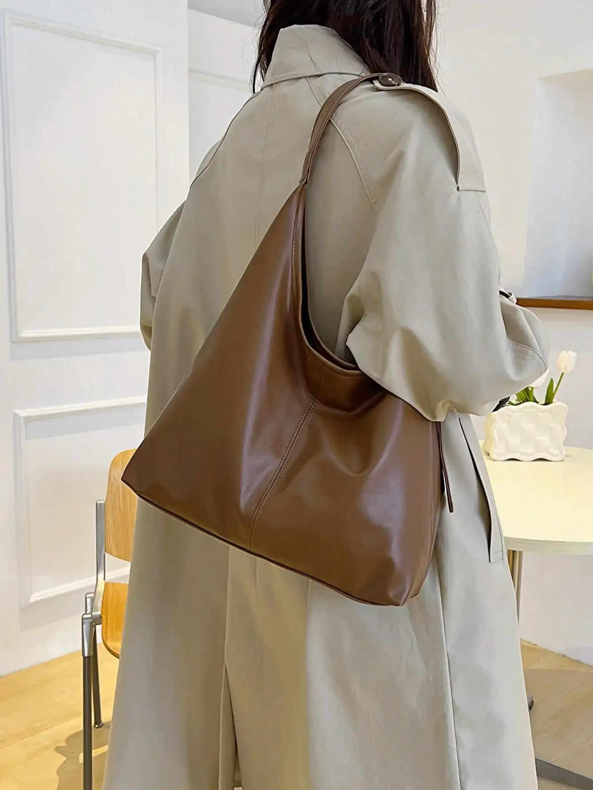 Large Capacity Solid Color Women's Shoulder Bag