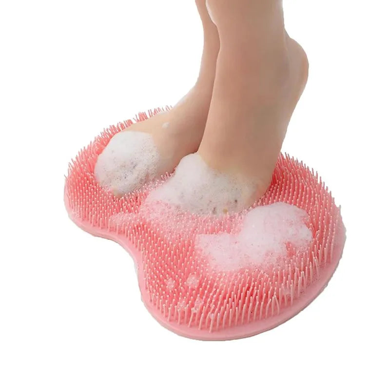 Silicone Shower Foot Scrubber Mat With Deep Cleaning Bristles