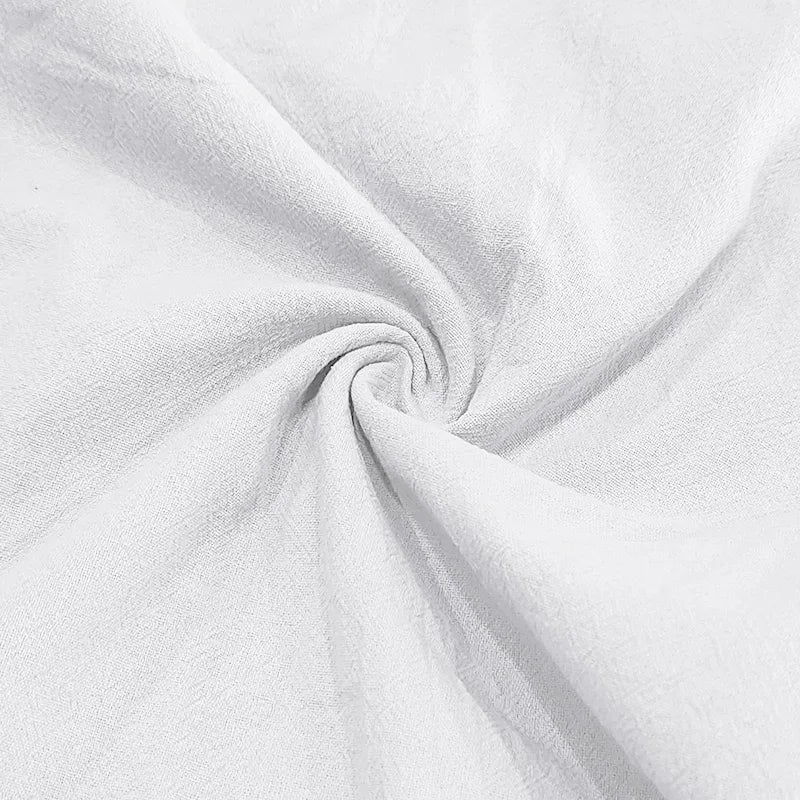 Men Slim Fit White Linen Short Sleeve Shirt