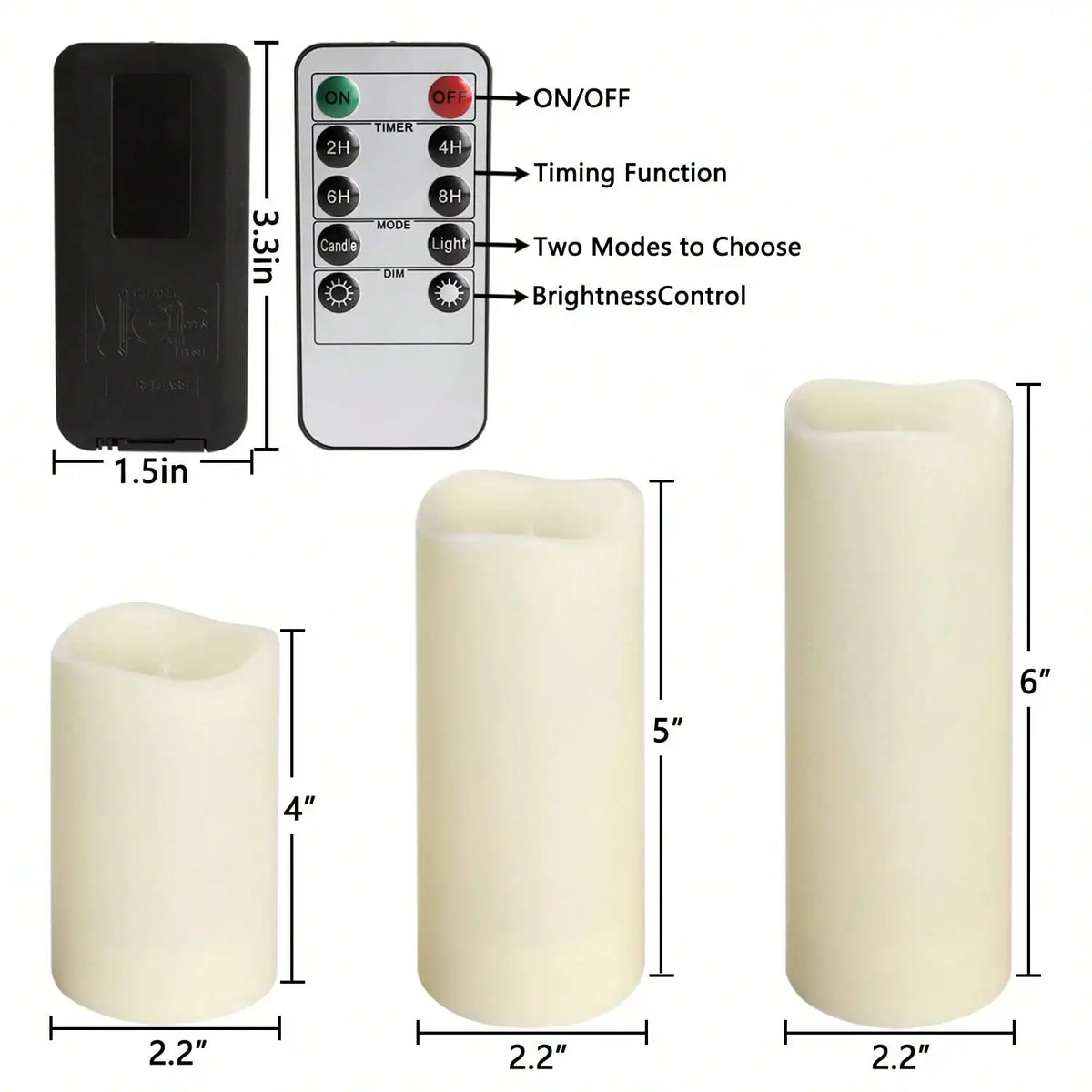 24,3 Size Ivory Electronic Candle Lamp