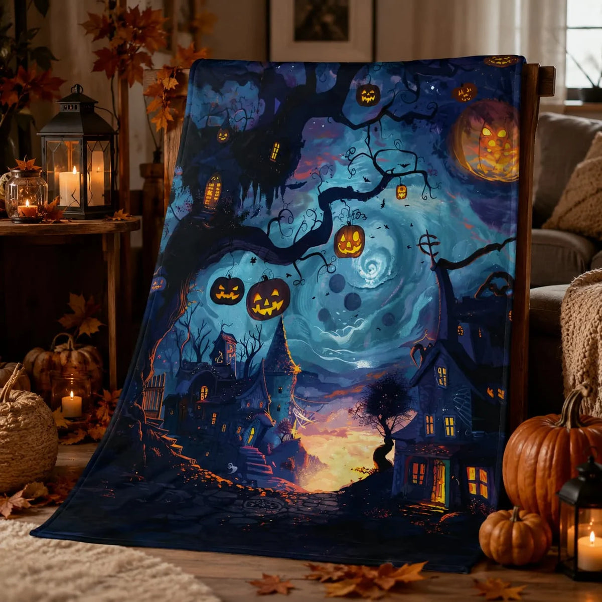 Halloween Printed Throw Blanket For Cozy Seasonal Home Decor