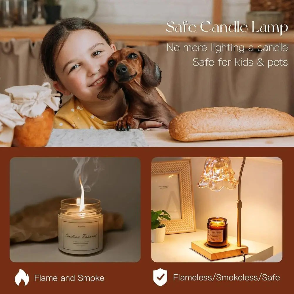 Candle Warmer Lamp with Timer: Gold Candle Lamps Height Adjustable Wax Melt House Warming Gifts New Home Decor Mothers Day Birth