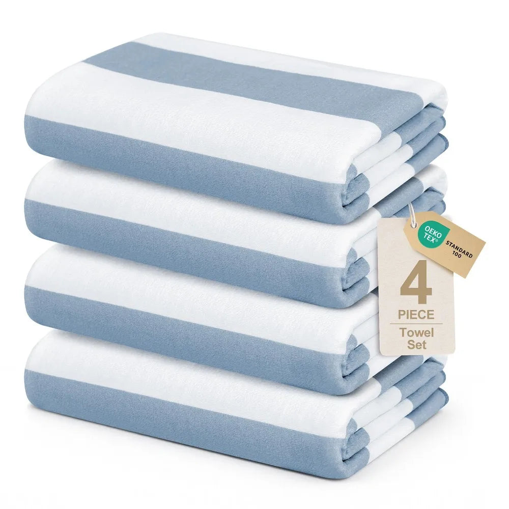 Four Pack Cotton Beach Towels for Home and Outdoor Use