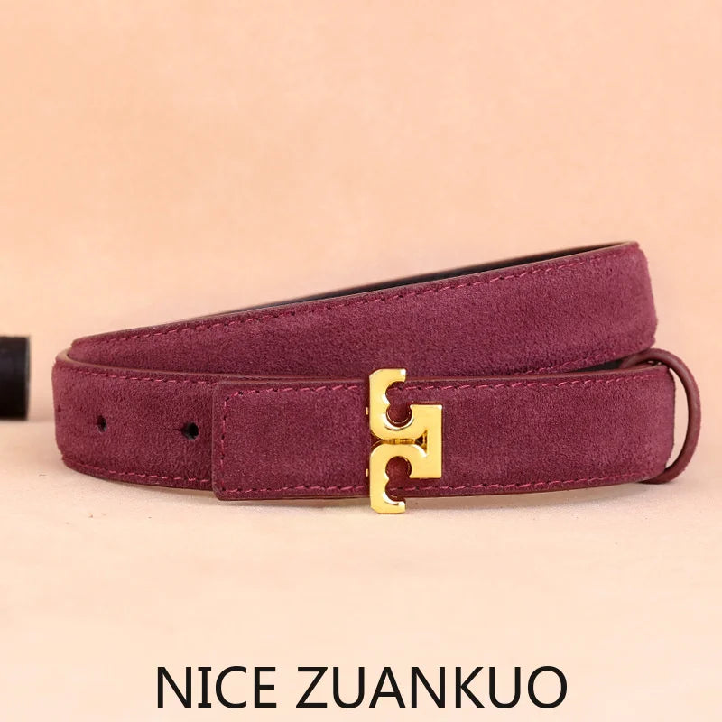 ZUANKUO Women's Genuine Suede Leather Belt For Everyday Wear