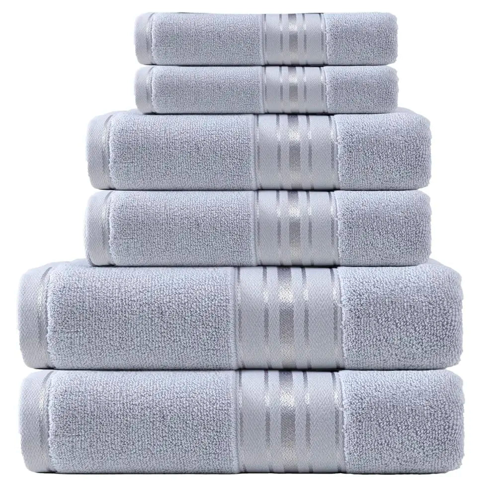 Luxury Cotton Six Piece Absorbent Bath Towel Set Collection